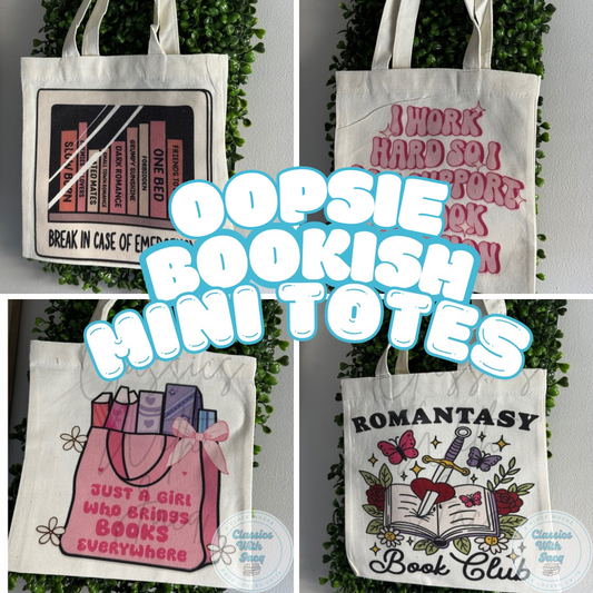 Oopsie Bookish Mini Tote Bags